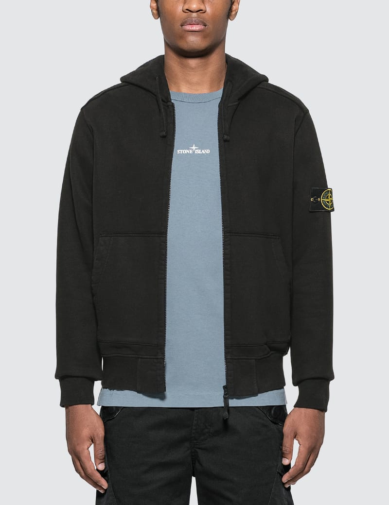 Stone Island Compass Logo Patch Zip Hoodie HBX Globally