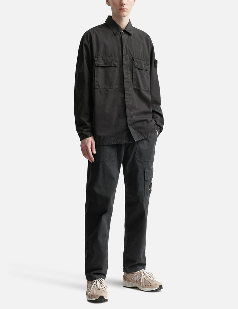 STONE  ブラック Old Treatment シャツジャケット Stone Island - Old Treatment Overshirt | HBX - Globally