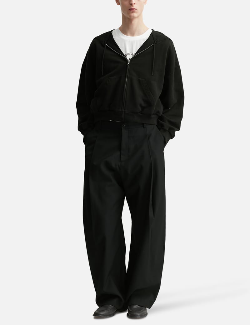 MM6 Maison Margiela Zipped Sweatshirt - Distressed black cotton
