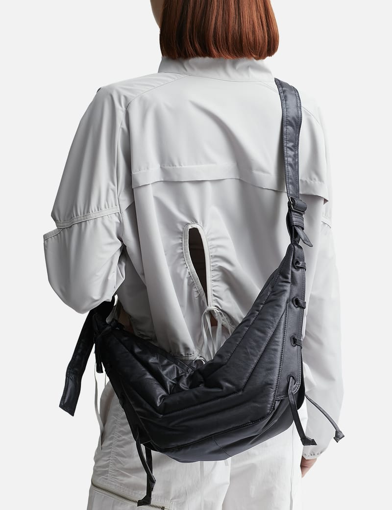 【 LEMAIRE 】SOFT GAME BAG SMALL SMALL SOFT GAME BAG IN NYLON CANVAS - Dark Chocolate - Water