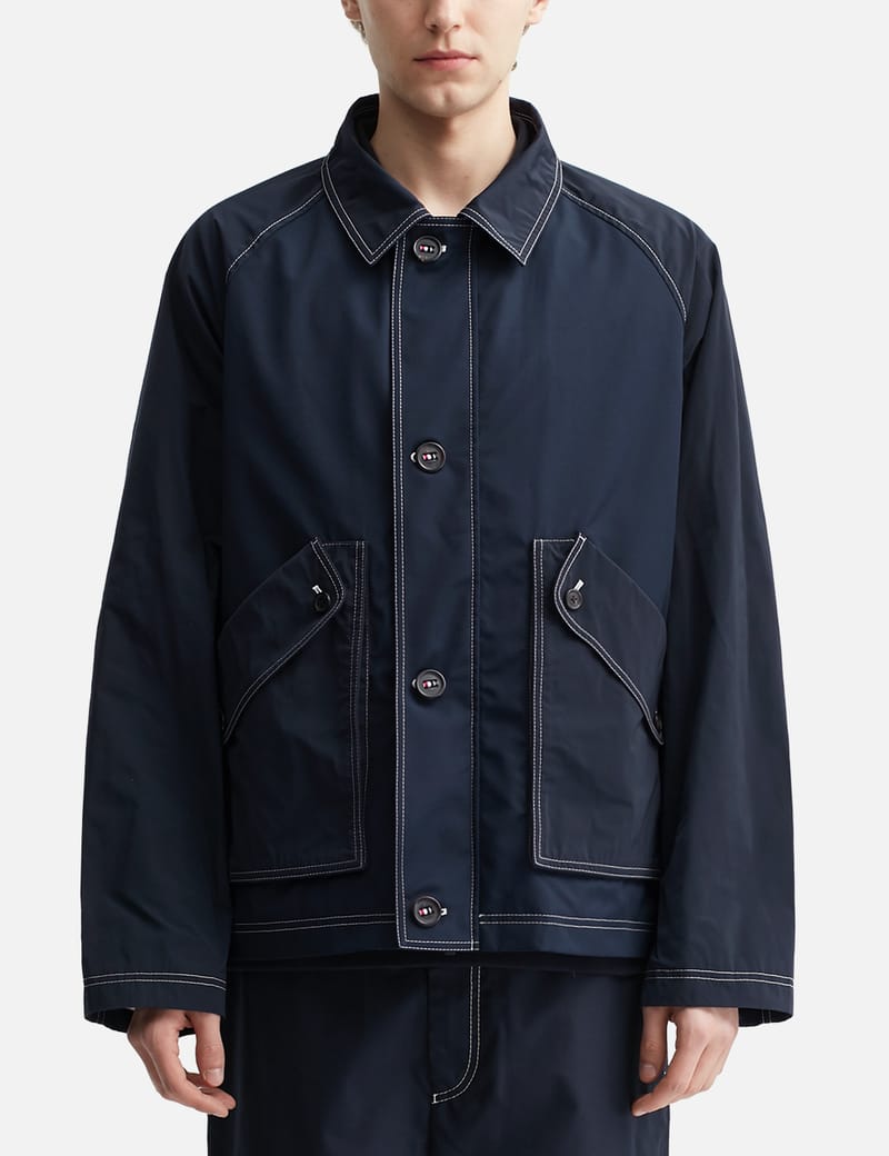 【トムブラウン】 Jackets - Oversized Jackets ジャケット THOM BROWNE Ripstop Oversized Zip Jacket With Stripe | Holt
