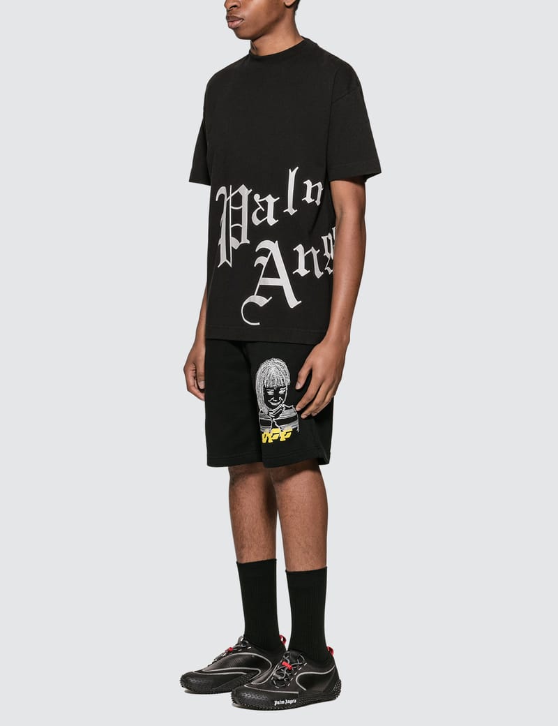 ★人気★【Palm Angels】GOTHIC OVERSIZED T-SHIRT Authentic Palm Angels T-Shirt Gothic Big Logo Black size M