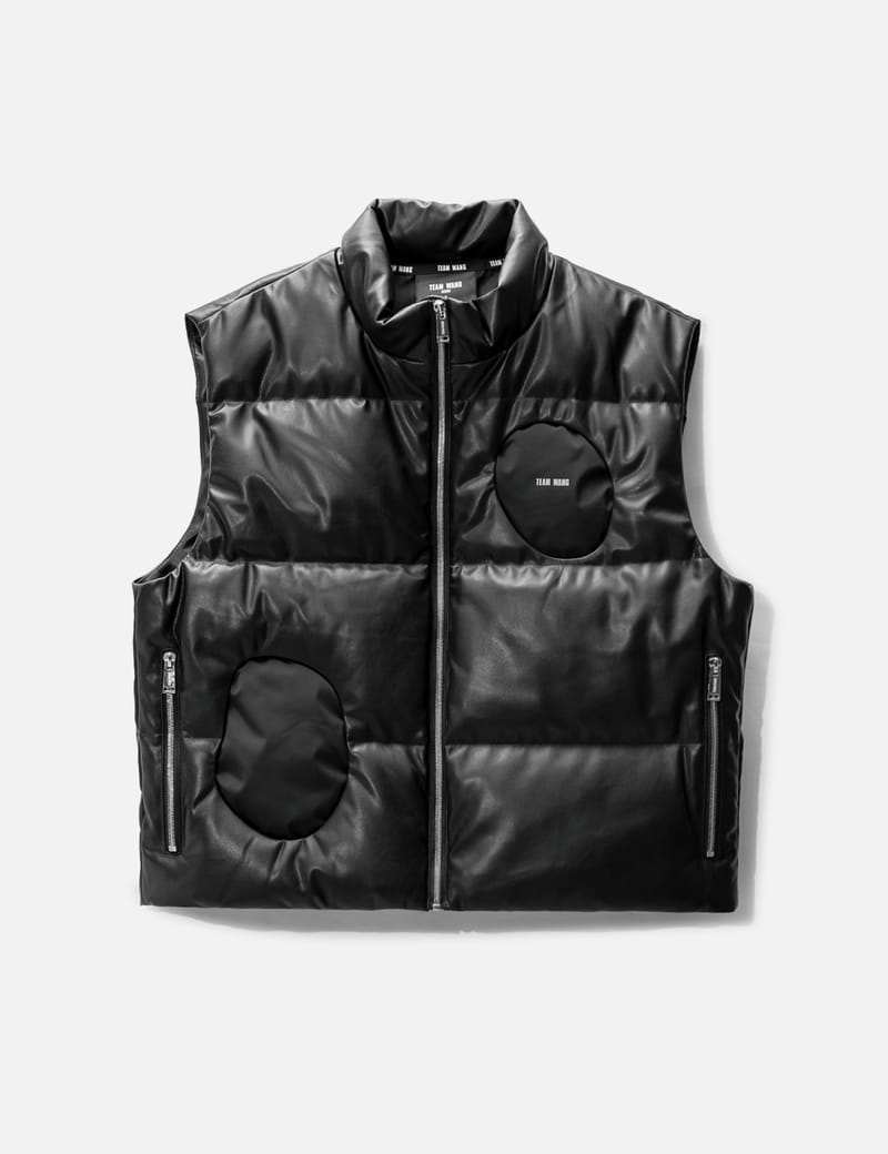 Team Wang - TEAM WANG DESIGN BALLOON FAUX LEATHER DOWN VEST | HBX