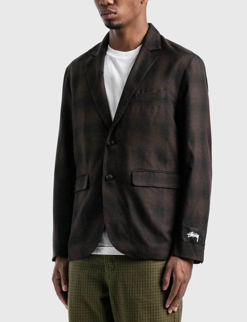 stussy shadow plaid sport jacket 20aw