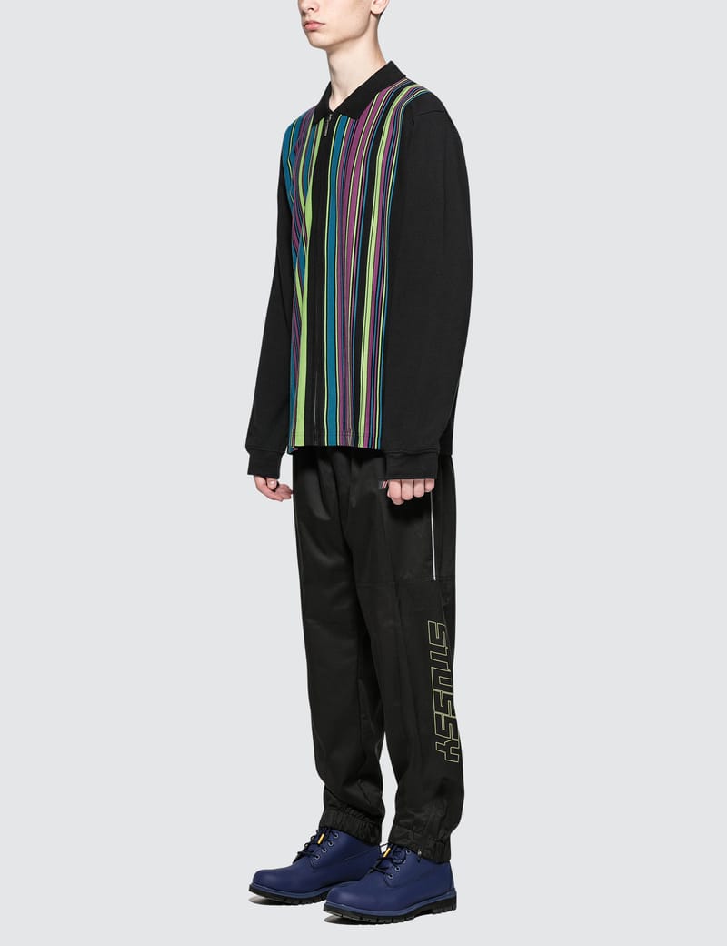 stussy simon l/s zip polo stripe archive