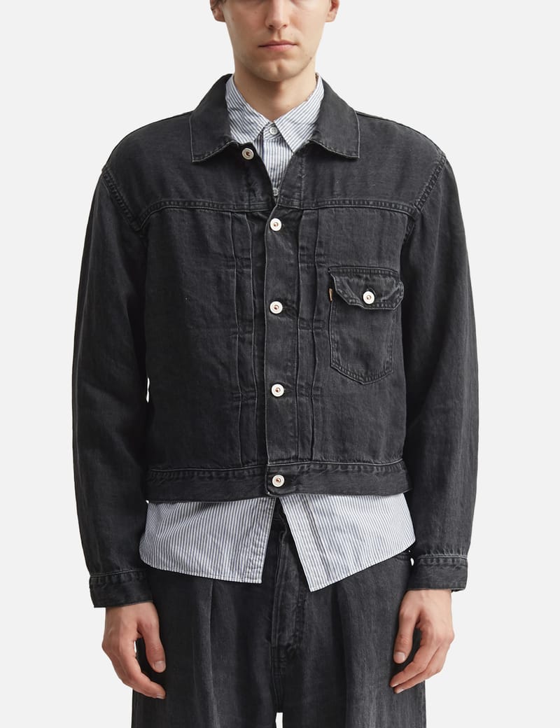 【HERILL】黒 デニムジャケット　サイズ2 HERILL Linen Denim XXJacket - 軽やかなデニムに程よいウォッシュを施