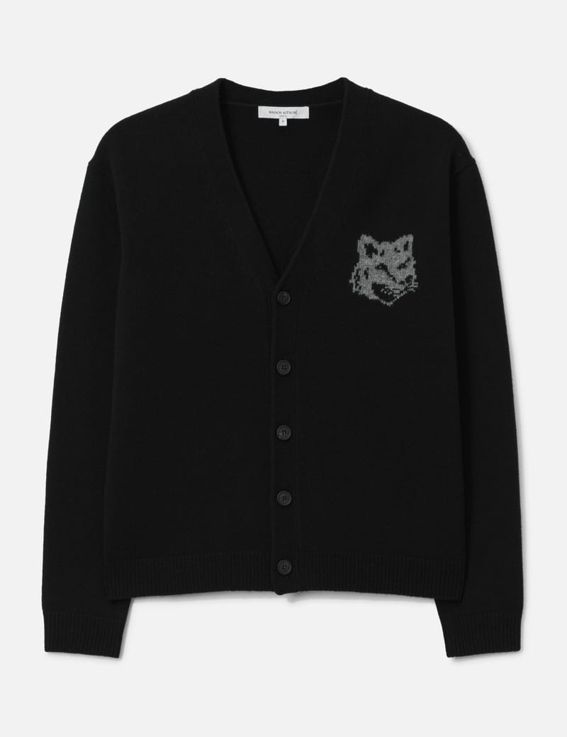 Maison Kitsuné - Bold Fox Head Patch Comfort Ribbed Cardigan | HBX