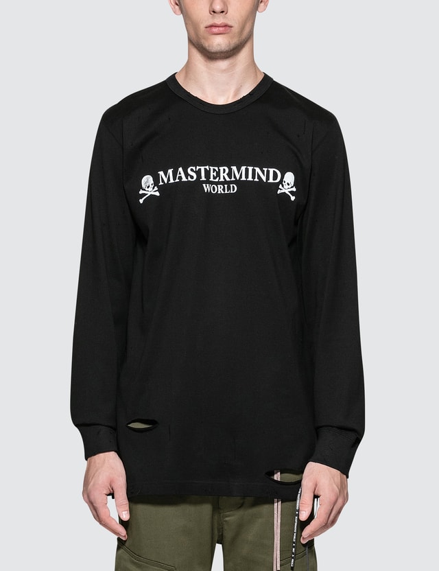 Mastermind World - Distressed Oversized Circle Logo L/S T-Shirt | HBX