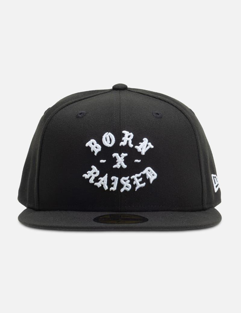 Born x Raised Rocker Snapback Hat - 6-panel black snapback with 3D