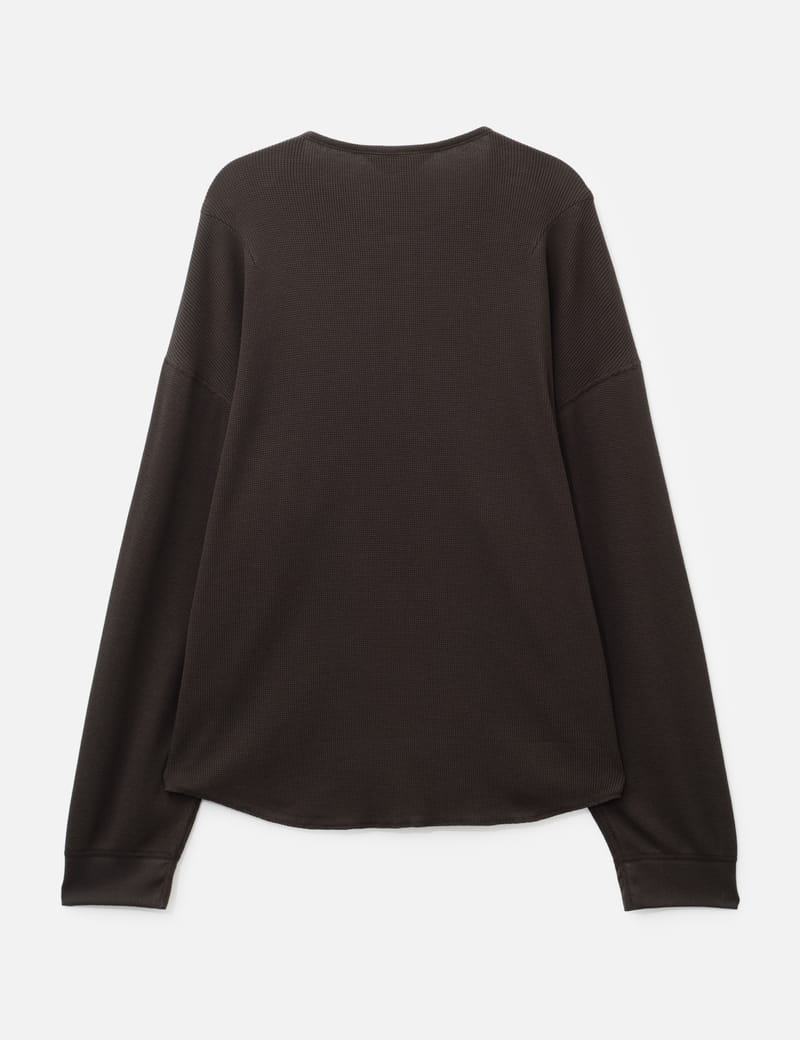 ANCELLM C/CA Henley LS T-Shirt - Soft cotton-cashmere waffle knit