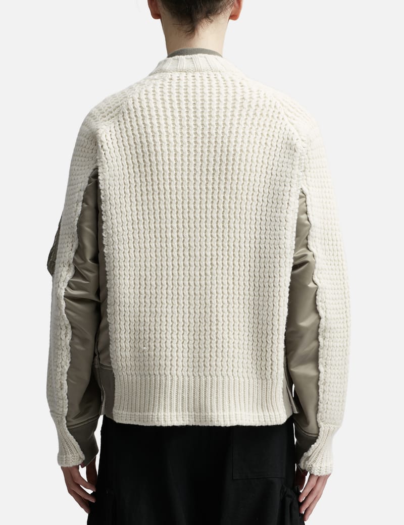 Sacai - Nylon Twill Mix Knit Blouson | HBX - Globally Curated