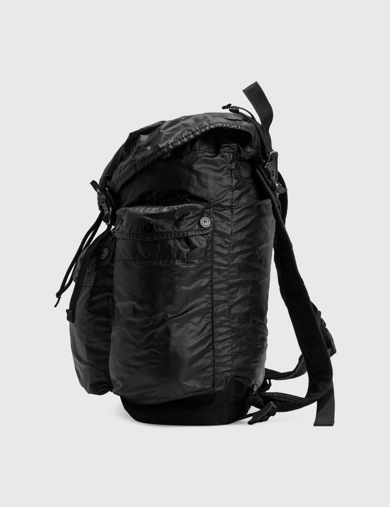 Stone Island MUSSOLA GOMMATA CANVAS PRINT BACKPACK Black
