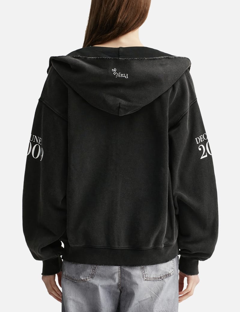 Praying Financial Crisis Destroyed Hoodie - Edgy cotton zip-up