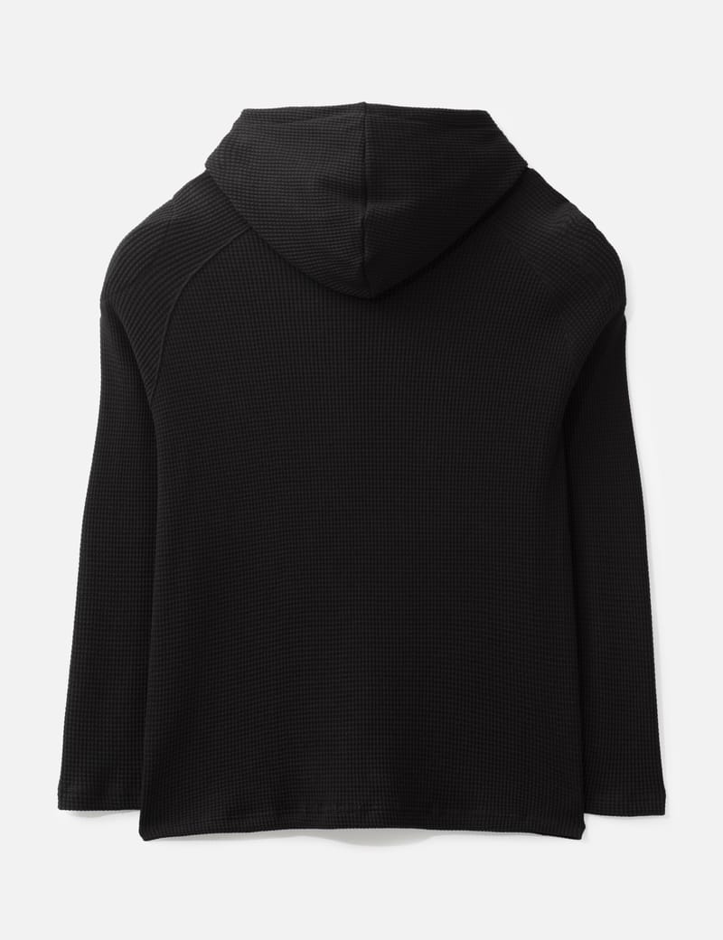 THUG CLUB Bulk Shoulder Waffle Hoodie - Textured black hoodie with