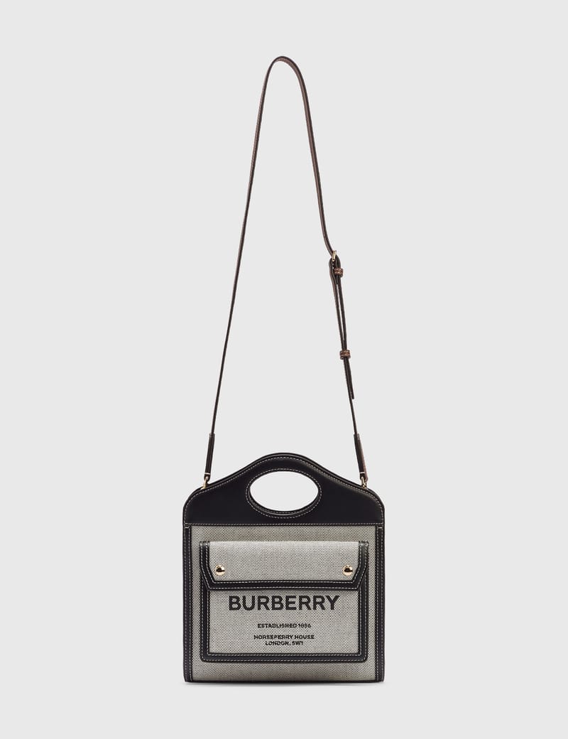 Burberry - Mini Tri-Tone Cotton Canvas and Leather Pocket Bag