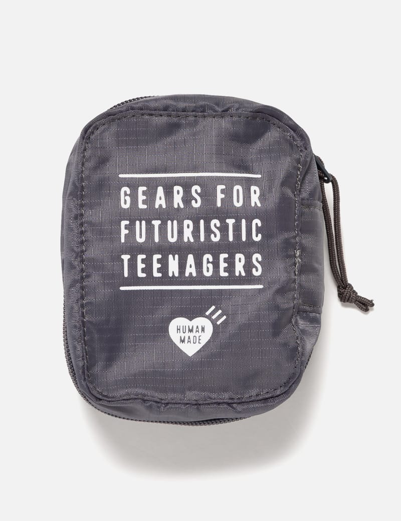 Human Made Gadget Case - Grey zip pouch with front logo print | HBX