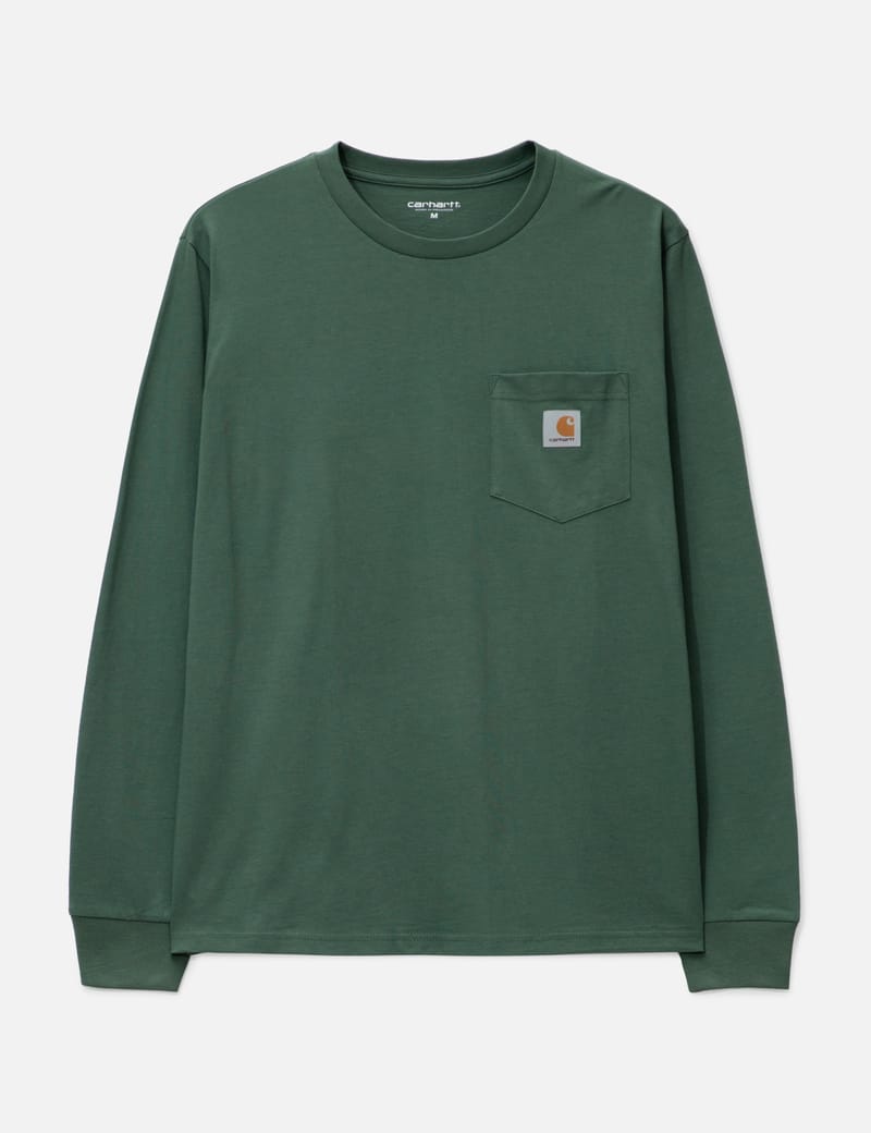 【関税込み】Carhartt Work In Progress グリーン Trade Tシャツ Carhartt Work In Progress - Long Sleeve Pocket T-Shirt | HBX