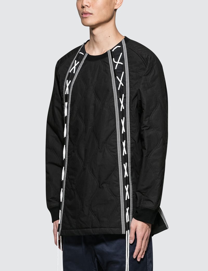 White Mountaineering - Primaloft Quilted Laces Up Sweater | HBX