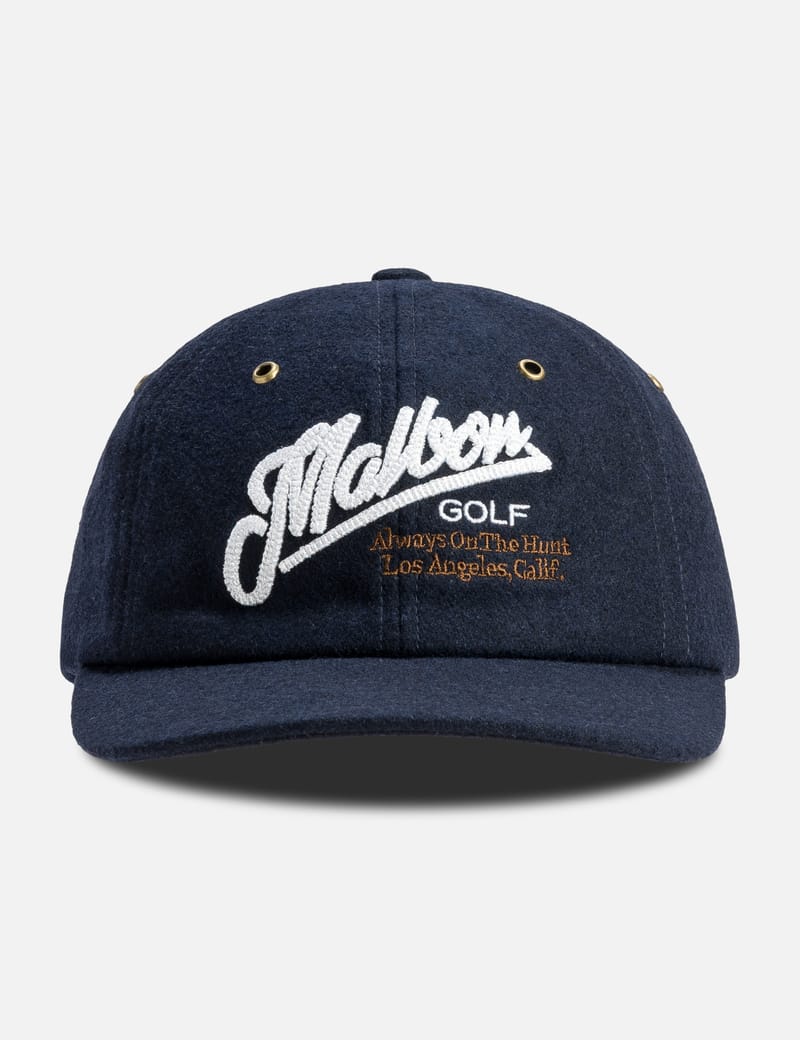 Malbon Golf Maxwell Snapback - Navy 5-panel wool cap with