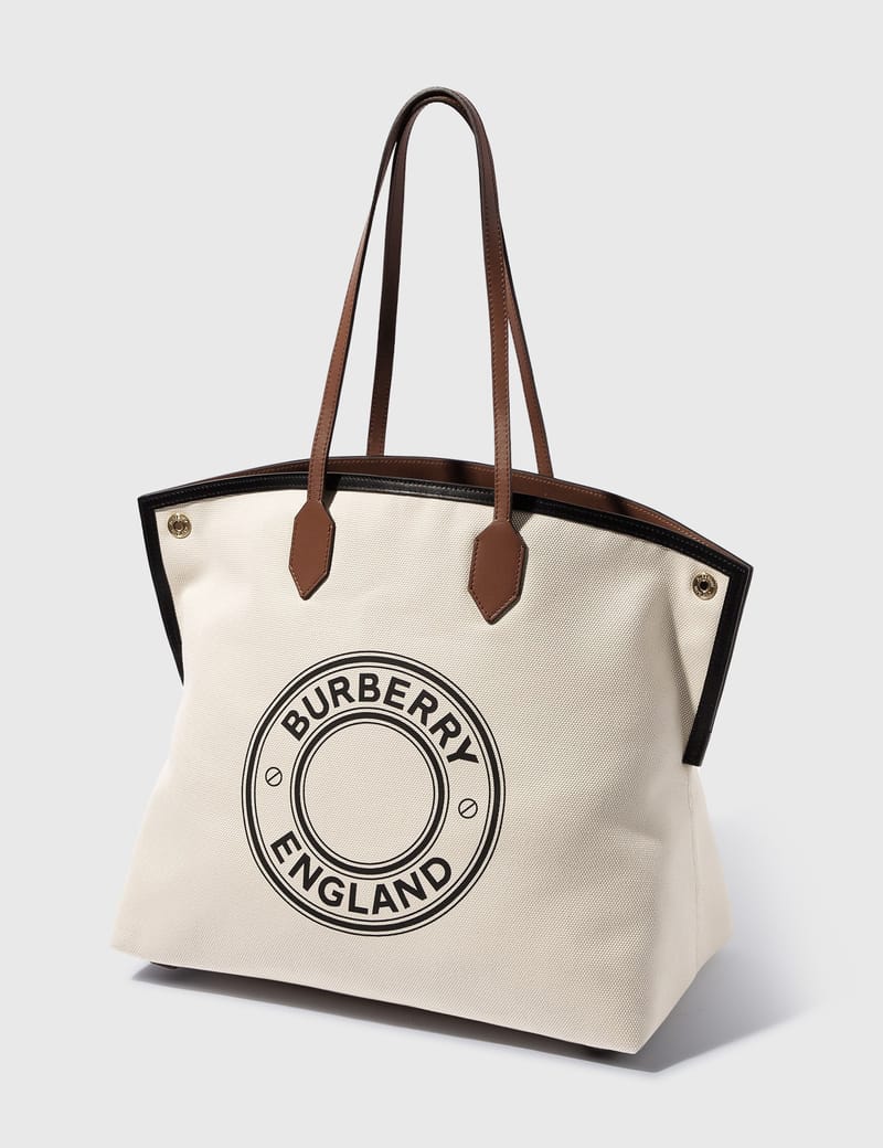 Burberry - Large Logo Graphic Cotton Canvas Society Tote | HBX