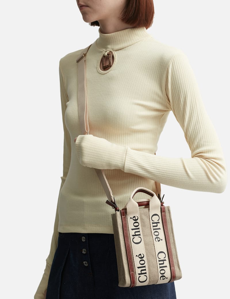 CHLOE レディース 2WAYバッグ WOODY MINI NORTH SOUTH TOTE BAG Chloe WOODY North South Mini Tote shoulder crossbody bag