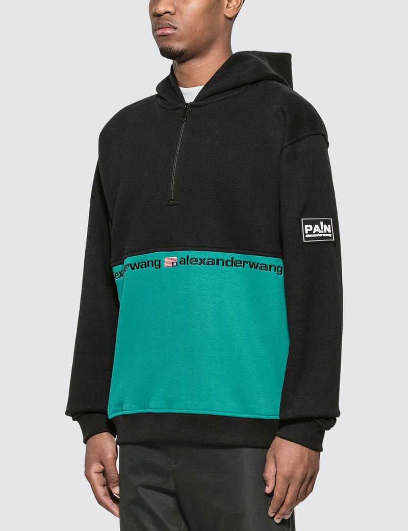 Alexander Wang - Color Block Half Zip Hooded Sweatshirt | HBX