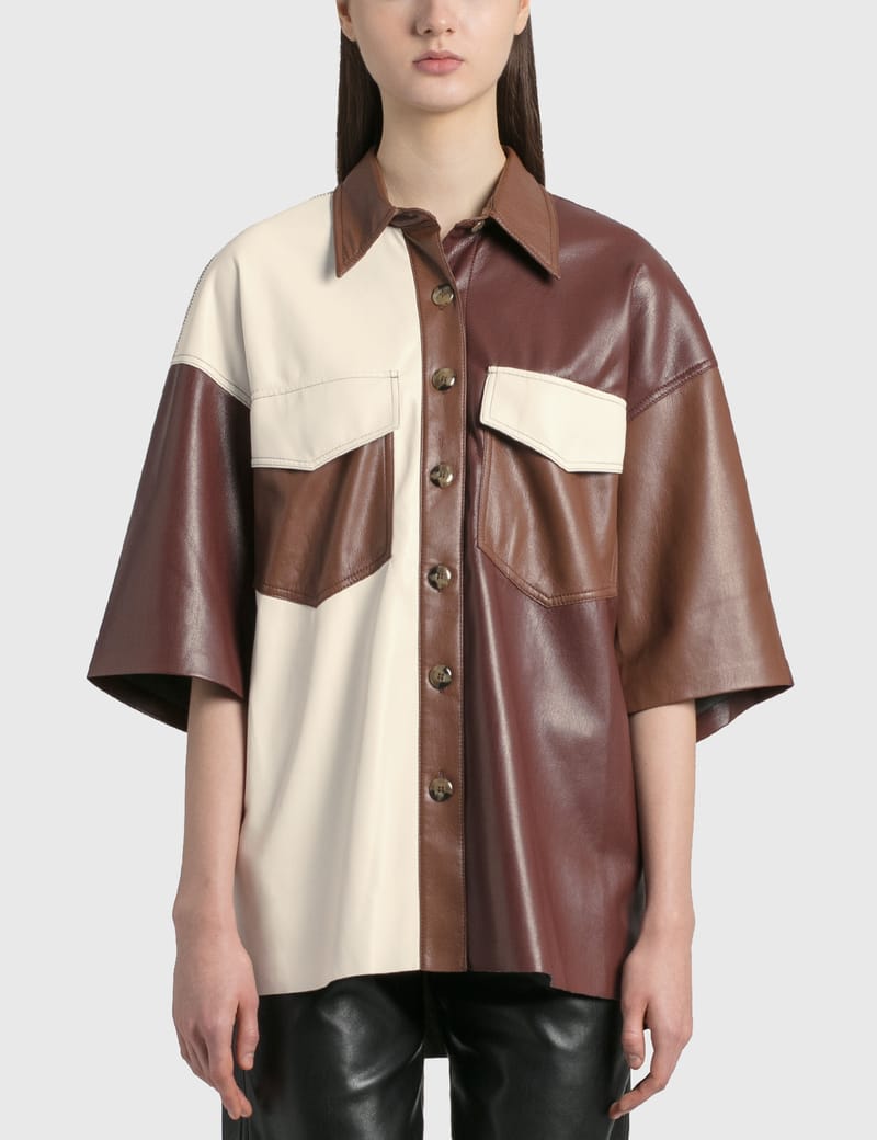 【Nanushka】 Roque fauxレザーシャツ Roque faux leather shirt in orange - Nanushka | Mytheresa