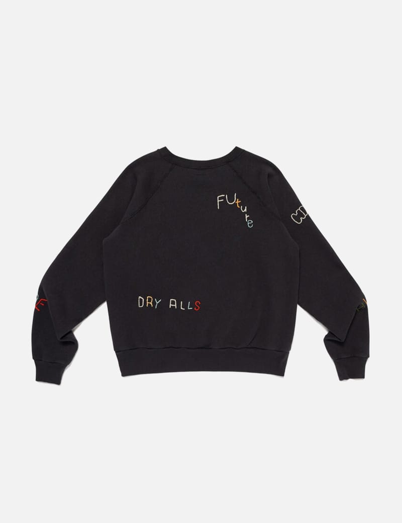 Human Made Embroidered Sweatshirt - Relaxed black brushed cotton