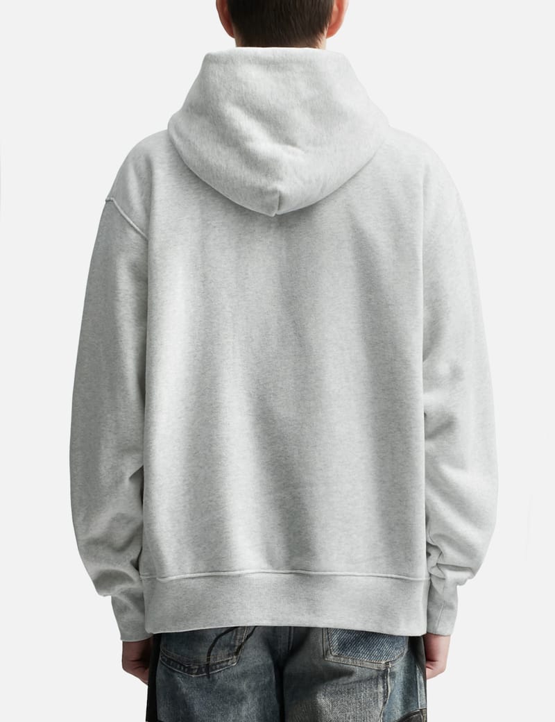 【 DUCKDIVE 】String eyelet pigment hooded sweatshirt_grey Heather Grey Soft Hoodie - Athletic Fit Hoodie Grey – 021