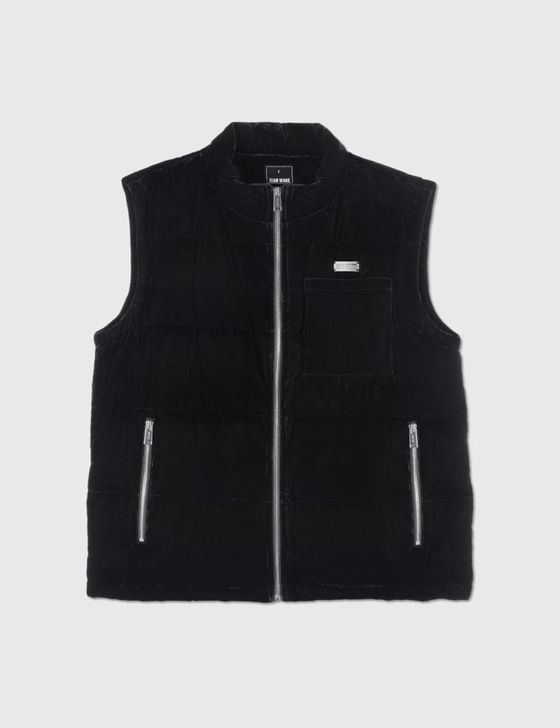 TEAM WANG PRINTED LOGO VELVET DOWN VEST王嘉爾 - ダウンジャケット