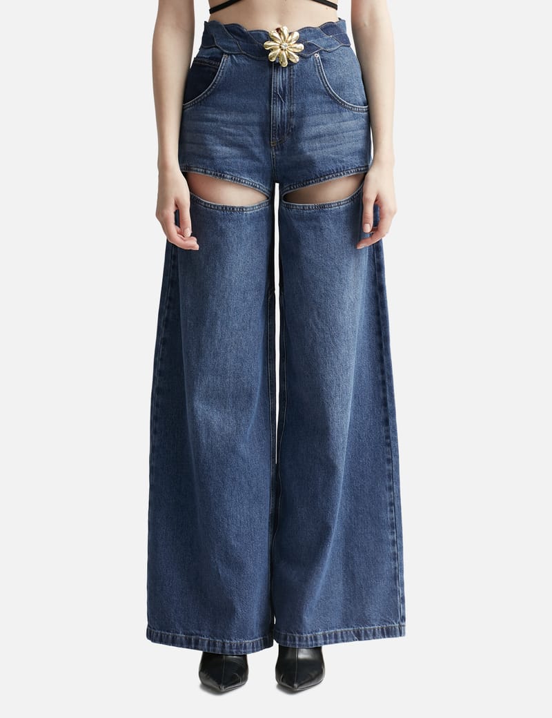 WIDE LEG SLIT JEANS