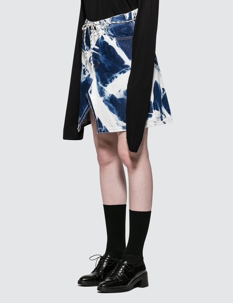 新品【L'Appartement 】 BLEACH DENIM SKIRT Denim Blue Bleach A-Line Skirt | Mini – motelrocks-com-us