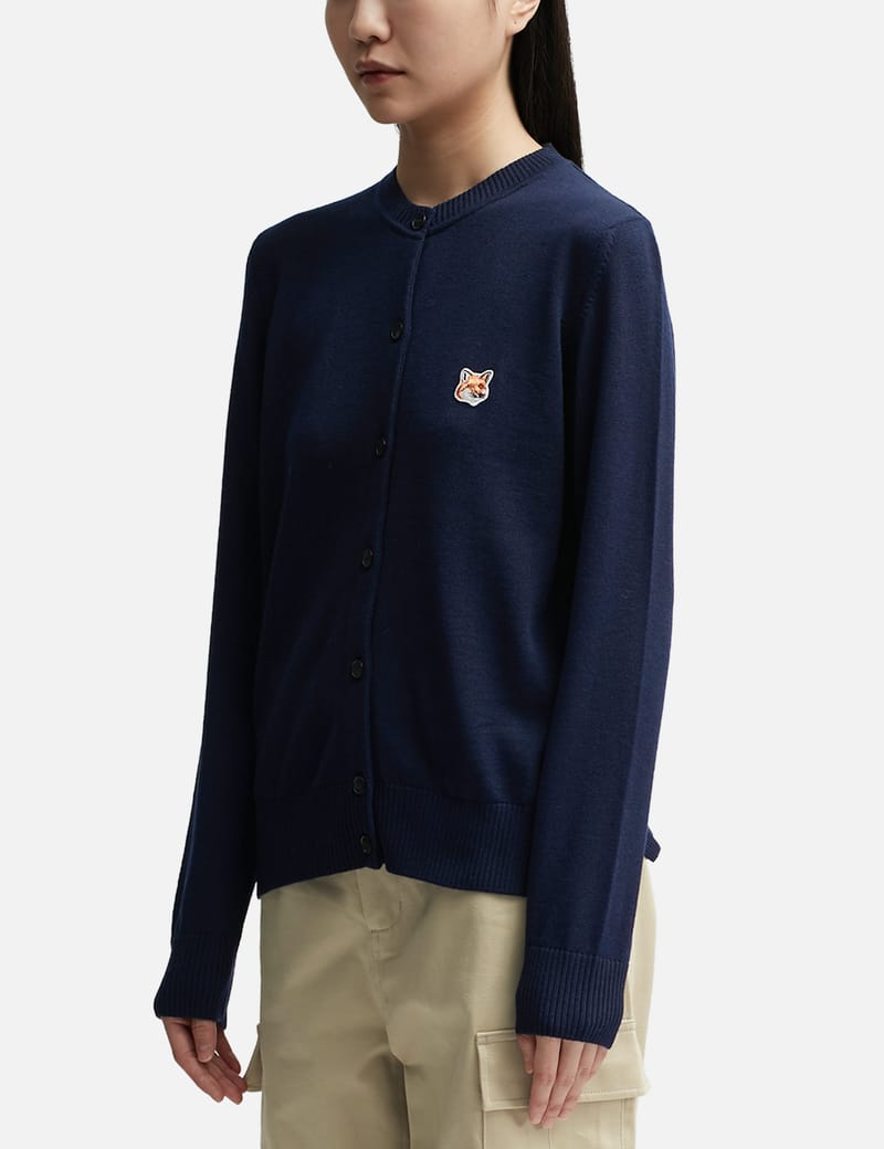 Maison Kitsuné - Fox Head Patch Adjusted R-Neck Cardigan | HBX