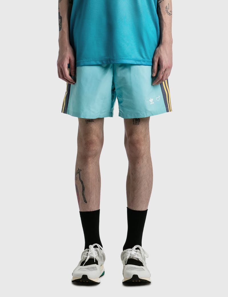 adidas × HUMAN MADE ウィンドショーツ 水色 Lサイズ