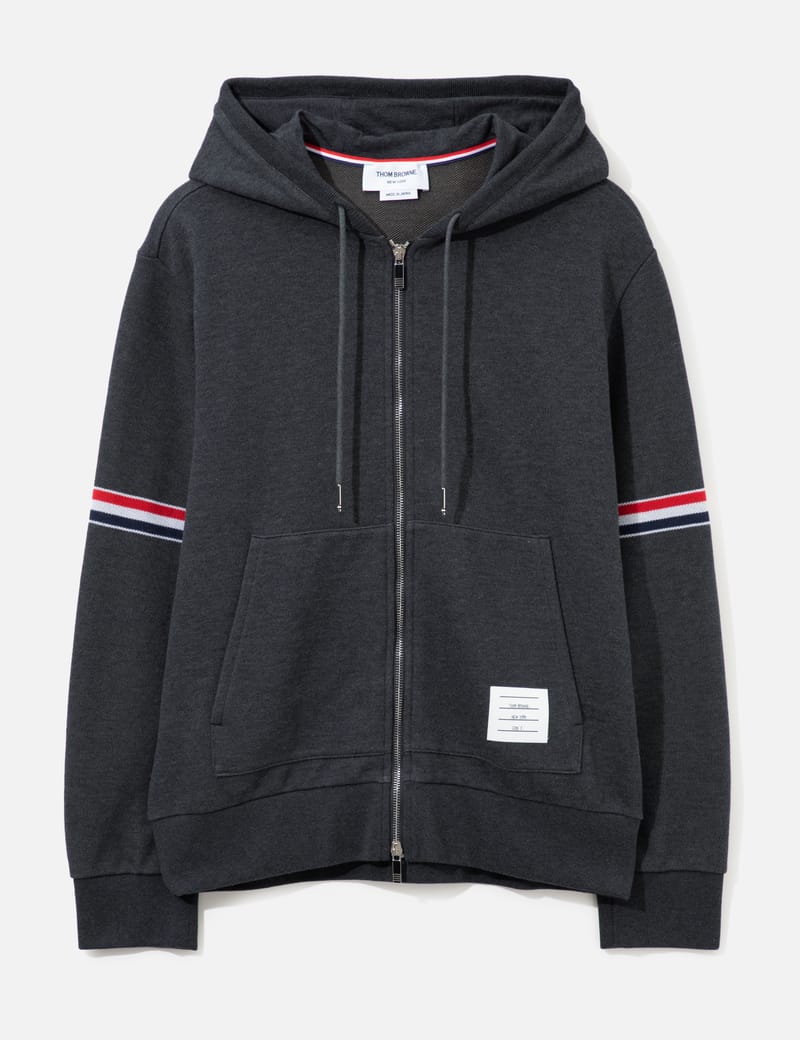 Thom Browne Zipper Hoodie With Striped Armbands - Cotton comfort