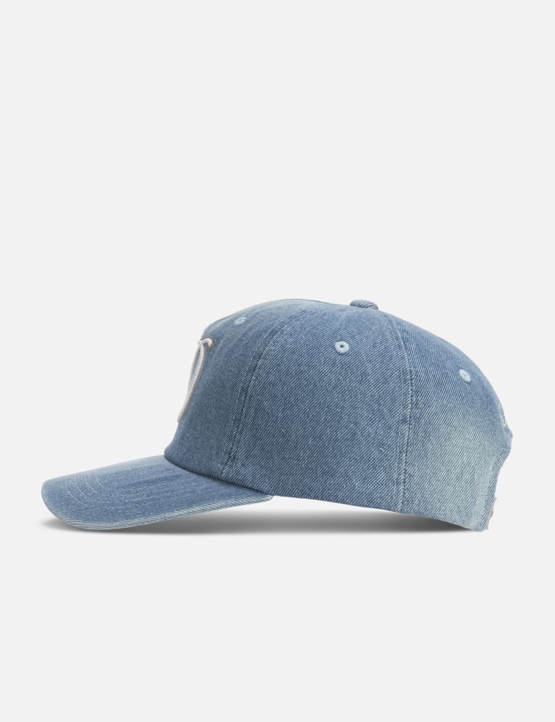 Dime Cursive Denim Worker Cap - ウォッシュドブルーデニムに筆記体D