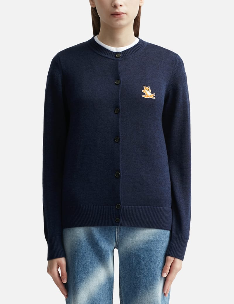 Maison Kitsuné - CHILLAX FOX PATCH ADJUSTED R-NECK CARDIGAN | HBX