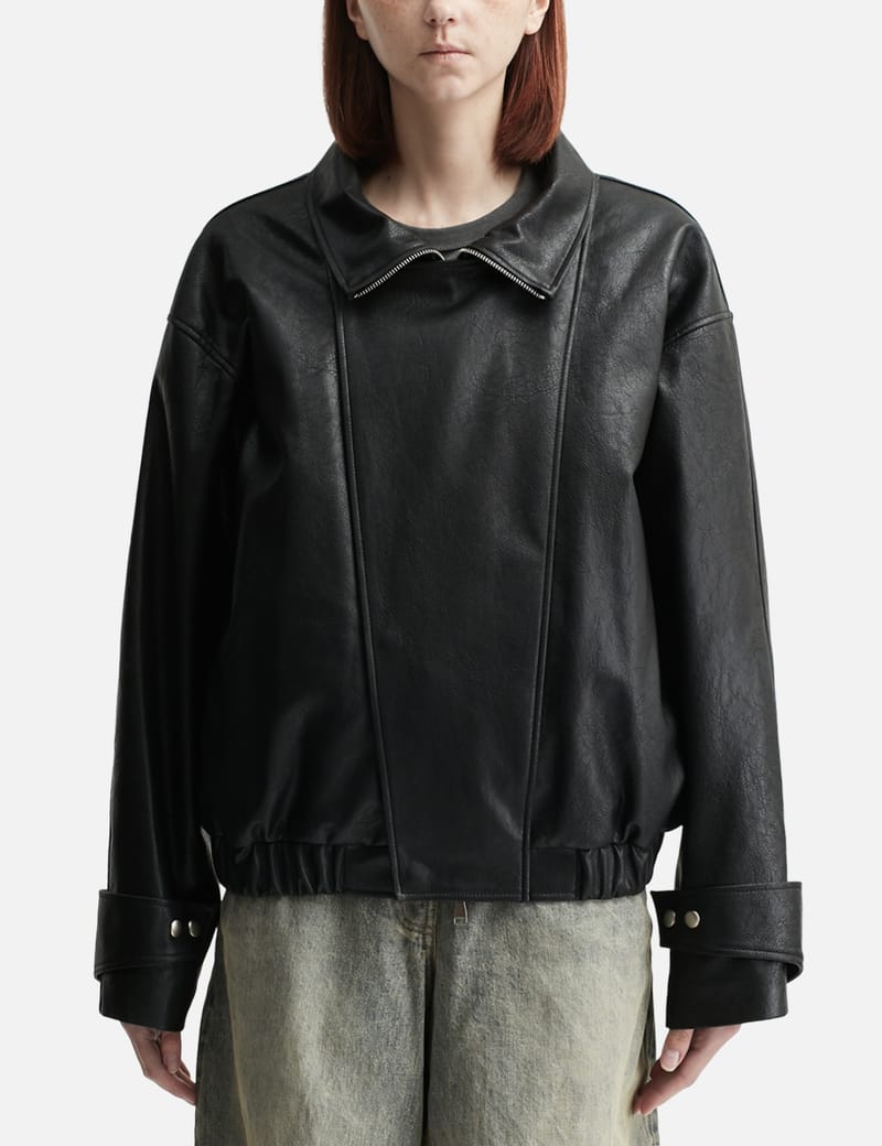 DEINET YEONJUN GGUM X DEINET Fringe Jacket - Black faux-leather
