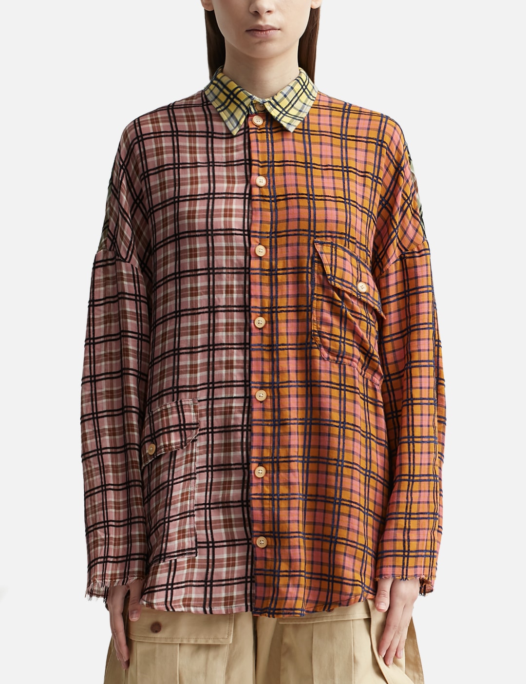 FRIED RICE - Unisex Patchwork Check Shirt | HBX
