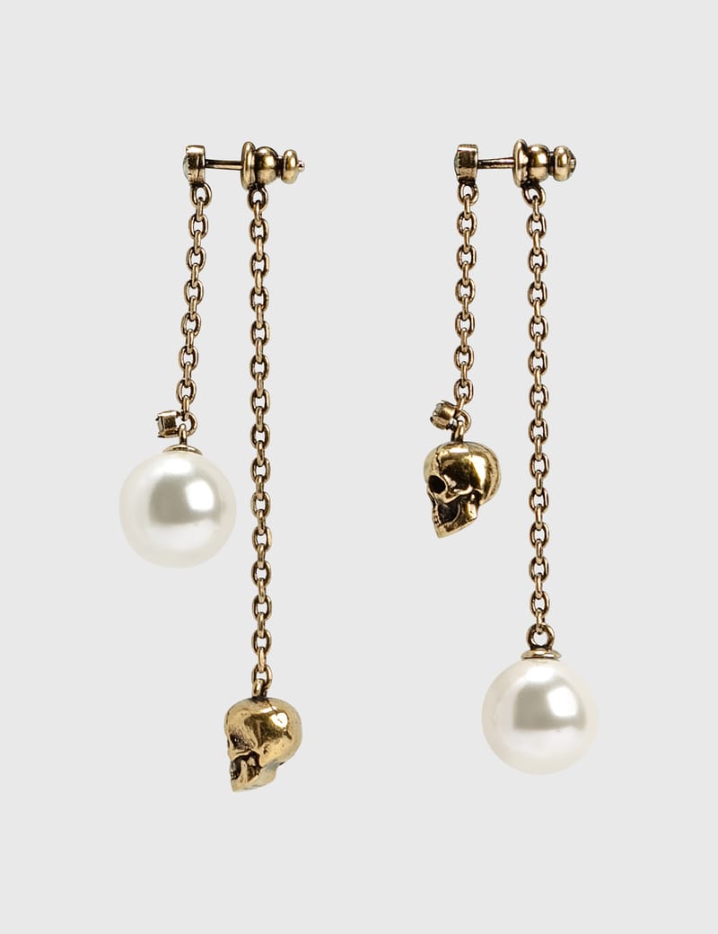 ピアス MCQUEEN SKULL EARRINGS WITH PEARL Alexander Mcqueen 'Skull' Pearl Earrings | Balardi