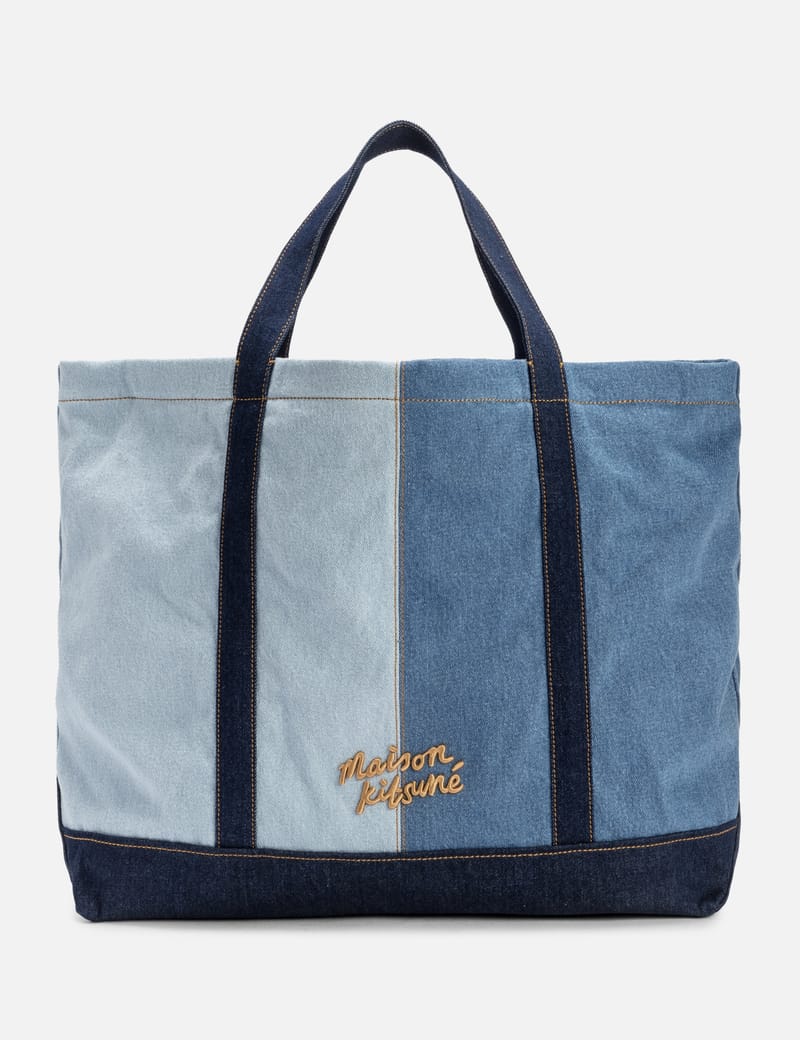 トートバッグ Fox Head Weekender Shopper Bag - Maison Kitsune - Denim - Bl Maison Kitsuné - FOX HEAD DENIM WEEKENDER TOTE | HBX