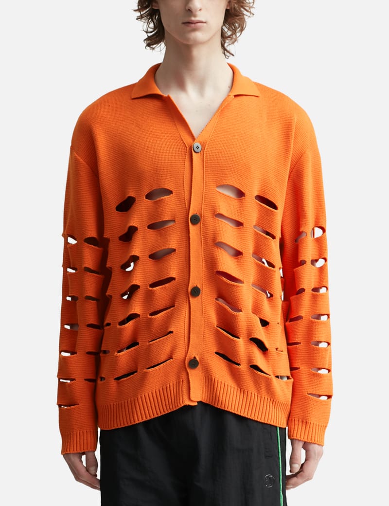 Fence Knit Cardigan In Orange