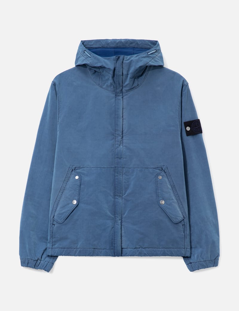 Stone Island David Light Indigo - 軽量防滴ジャケット、ドローコード