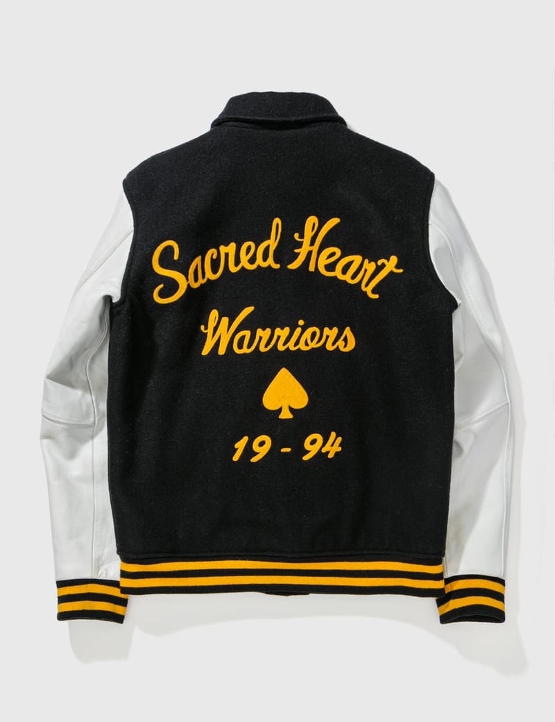 Supreme sacred heart hot sale warriors varsity jacket