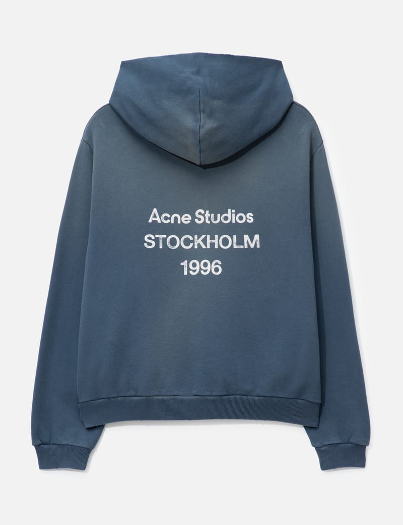 破格 Acne Studios STOCKHOLM 1996 パーカー 紺S Acne Studios Fleece Logo Hoodie - Relaxed organic cotton hoodie