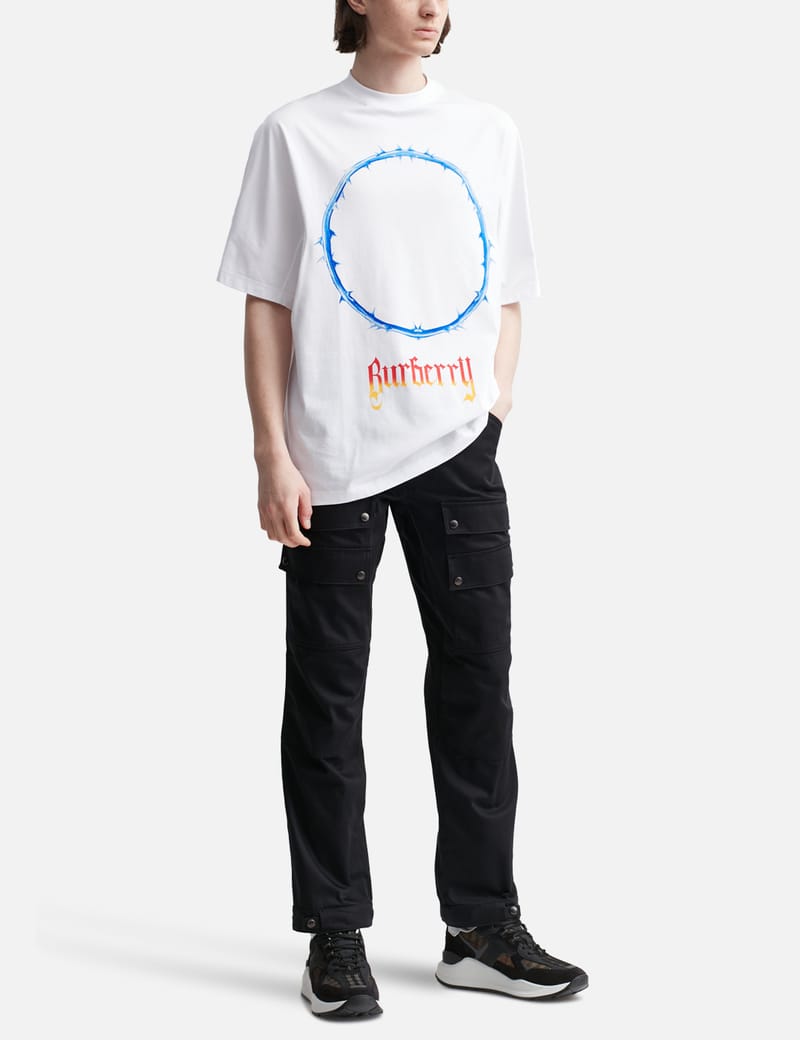 Burberry white t shirt best sale blue logo