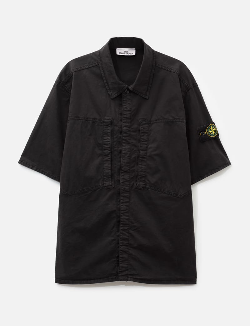 Stone Island Stretch Organic Cotton Twill Short-Sleeve Shirt