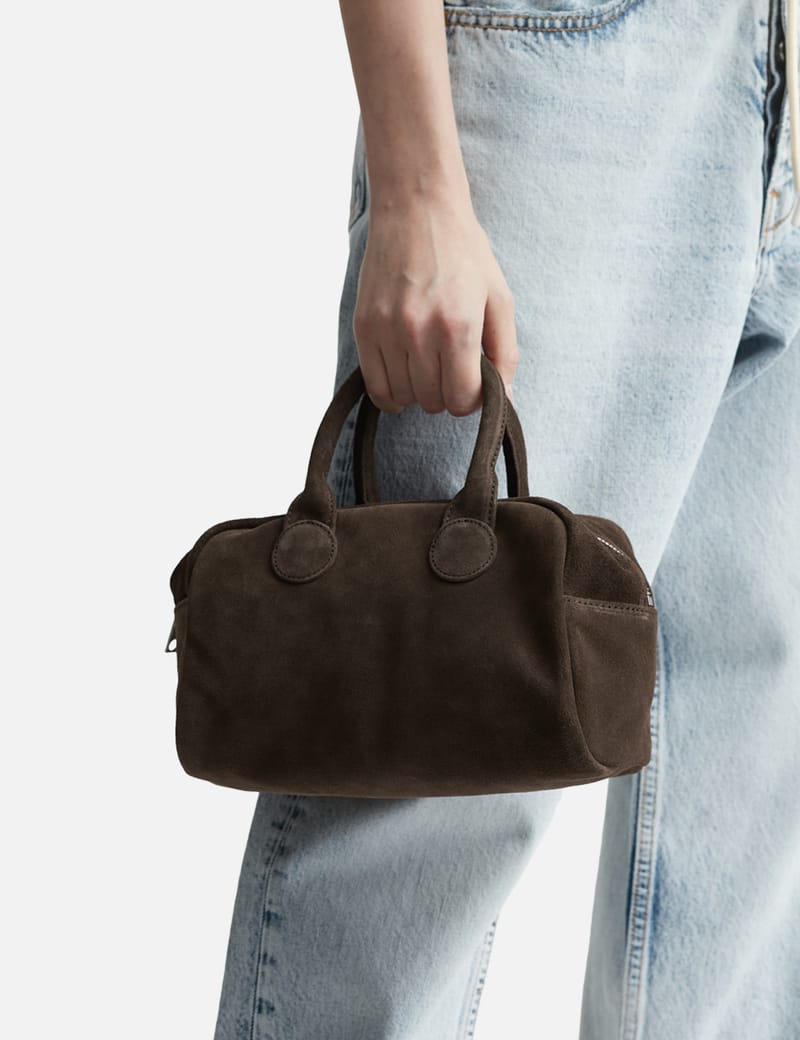 トートバッグ [Margesherwood] / SOFT BOWLING BAG / choco brown suede MARGESHERWOOD - SOFT BOWLING BAG | HBX - Globally Curated
