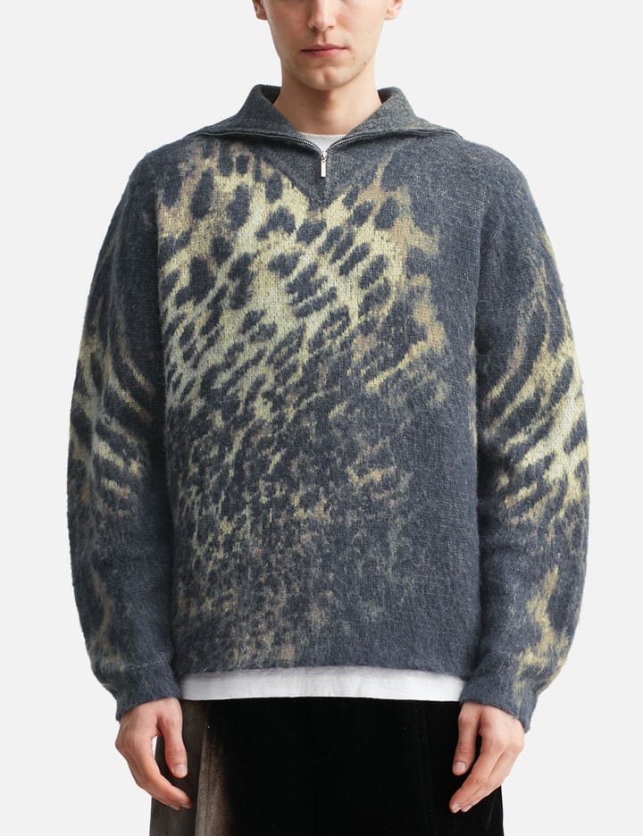 TAAKK Leopard Knit - Mohair-blend half-zip with blurred leopard ...