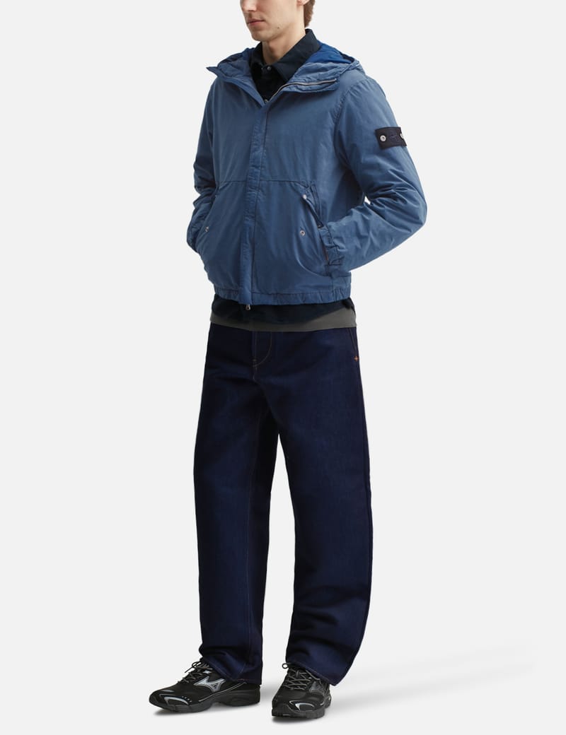 Stone Island David Light Indigo - Lightweight indigo hooded jacket